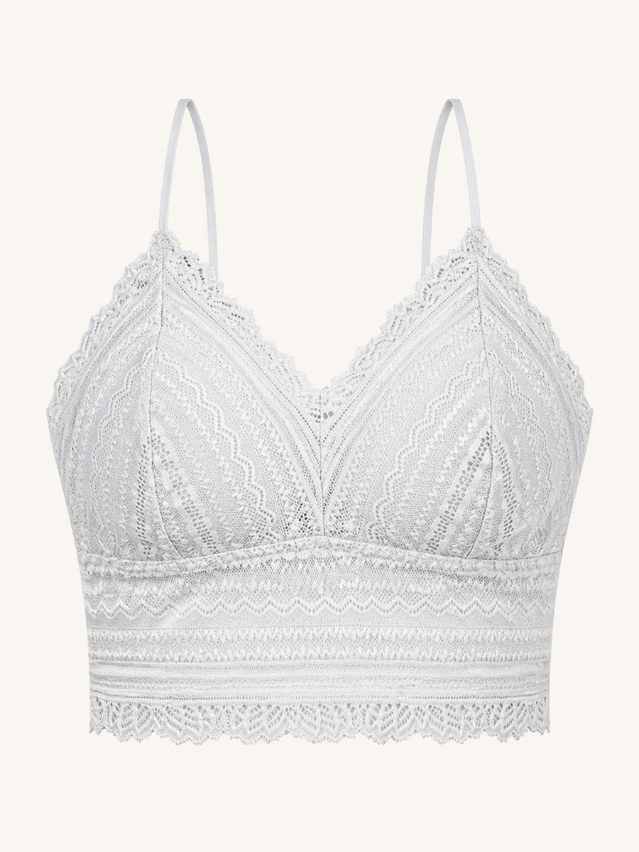 Light Gray Lace Bralette with Scalloped Edges-Bra-Bellascena-Gray-Universal-bellascena