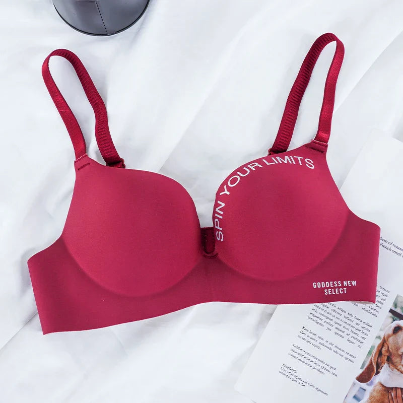 Light Grey Nylon Push-Up Bra with Adjustable Straps-Bra-Bellascena-Red-A-34-bellascena