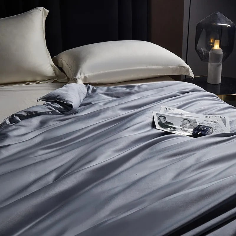 Light Grey Satin Duvet with Glossy Finish-Duvet-Bellascena-bellascena