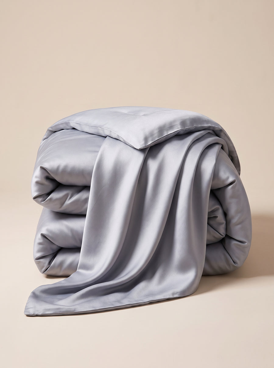 Light Grey Satin Duvet with Glossy Finish-Duvet-Bellascena-bellascena