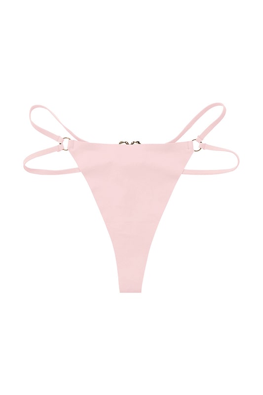 Light Pink Satin Bodysuit with Strappy Design-Bodysuit-Bellascena-bellascena