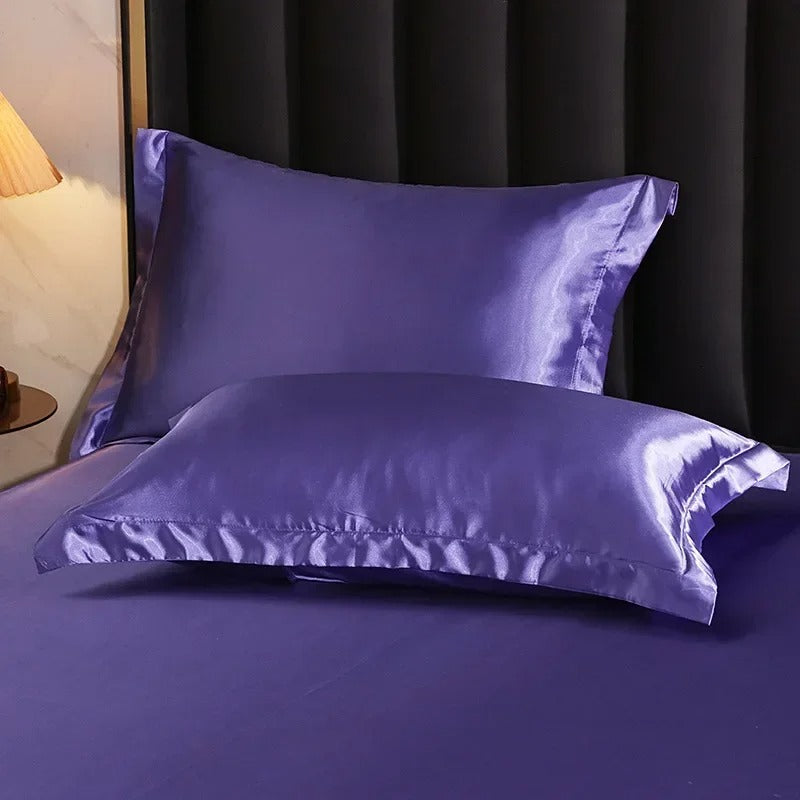 Luxurious Champagne, White & Chocolate Brown Silk Pillowcase Set with Silky Sheen-Pillowcase-Bellascena-15-50 x70cm 2pcs-bellascena
