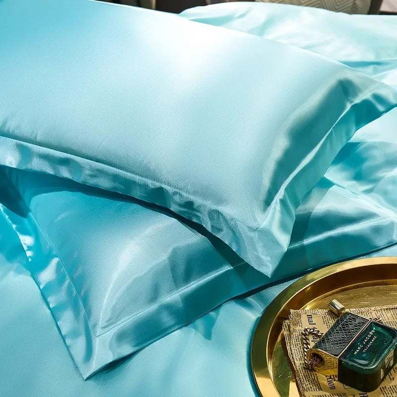 Luxurious Champagne, White & Chocolate Brown Silk Pillowcase Set with Silky Sheen-Pillowcase-Bellascena-2-50 x70cm 2pcs-bellascena