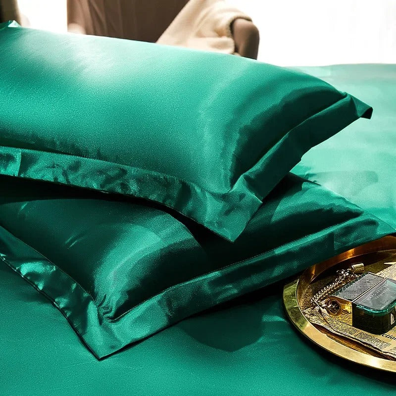 Luxurious Champagne, White & Chocolate Brown Silk Pillowcase Set with Silky Sheen-Pillowcase-Bellascena-6-50 x70cm 2pcs-bellascena