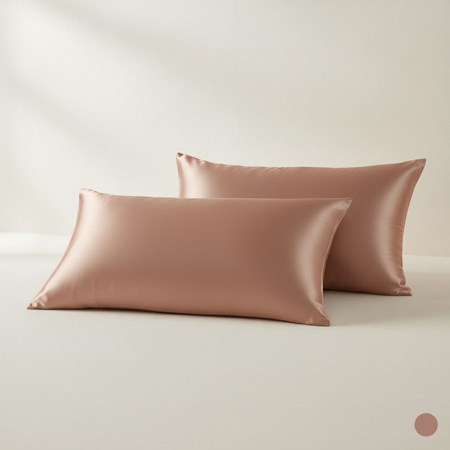 Luxurious Light Gray Satin Pillowcase Set with Smooth Texture-Pillowcase-Bellascena-Rose Gold-45x45cm-bellascena