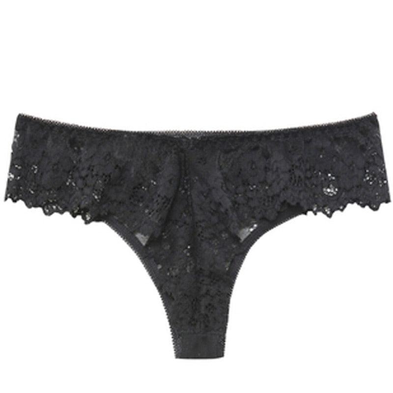 Mauve Lace Panty with Ruffled Detail-Panty-Bellascena-Black-S-bellascena