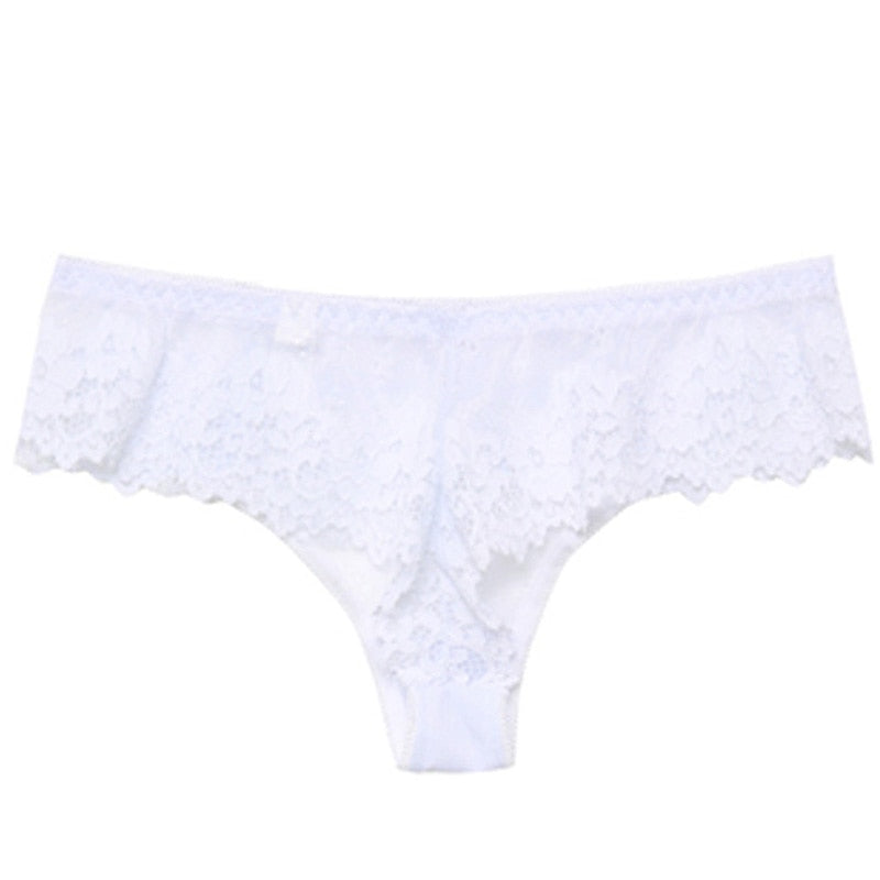 Mauve Lace Panty with Ruffled Detail-Panty-Bellascena-White-S-bellascena