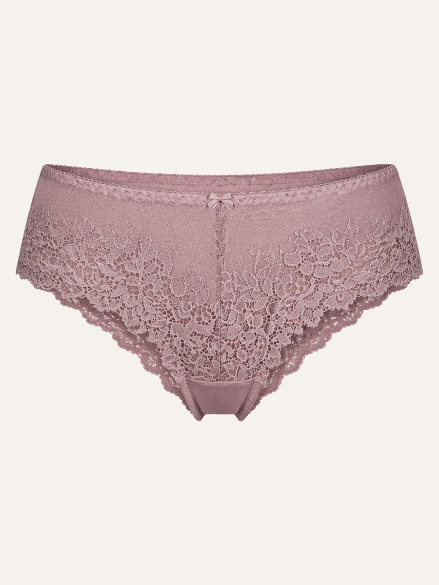 Mauve Lace Panty with Ruffled Detail-Panty-Bellascena-bellascena