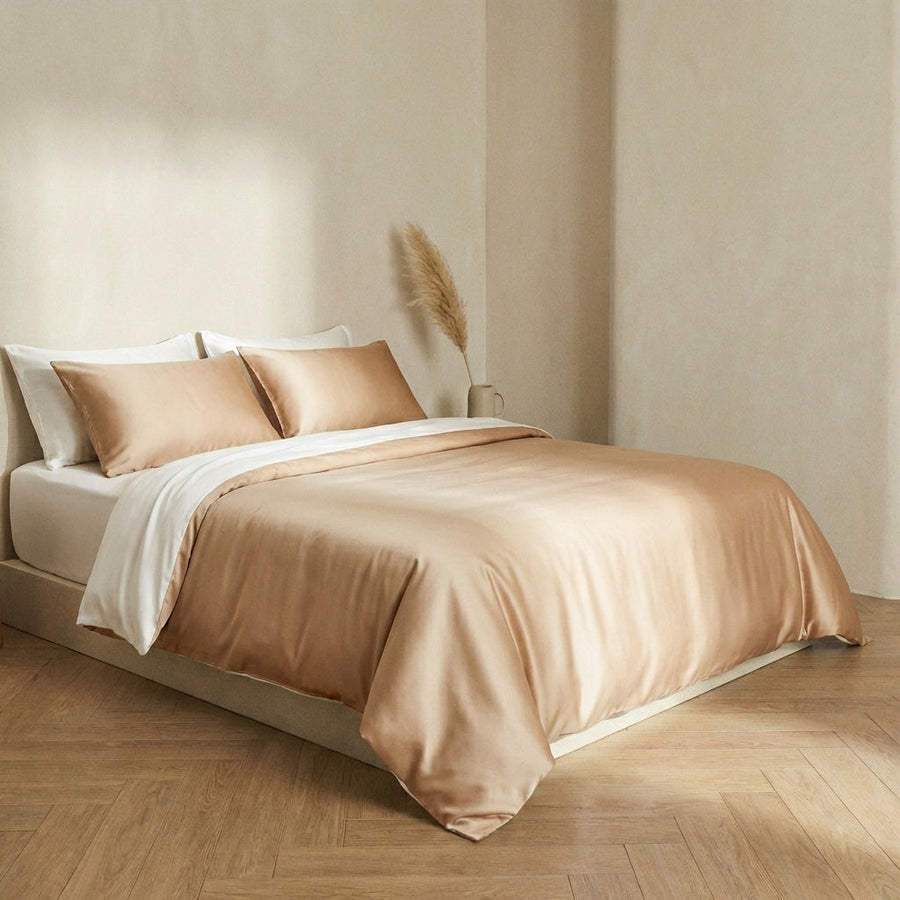 Mauve Satin Duvet Cover with Zipper Closure-Duvet Cover-Bellascena-bellascena