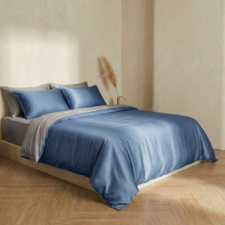 Mauve Satin Duvet Cover with Zipper Closure-Duvet Cover-Bellascena-bellascena