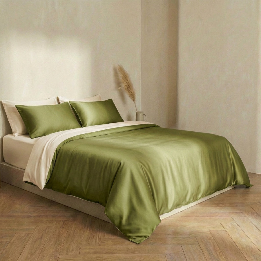 Mauve Satin Duvet Cover with Zipper Closure-Duvet Cover-Bellascena-bellascena