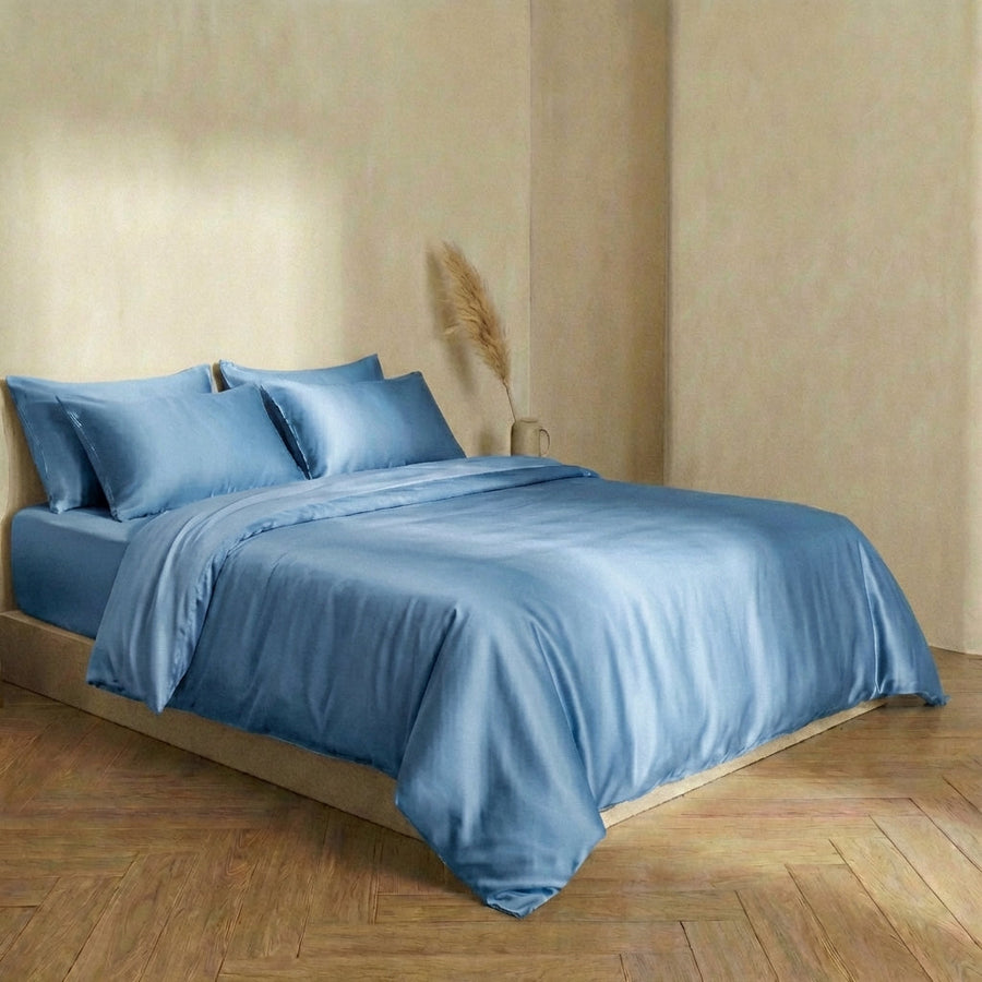 Mauve Satin Duvet Cover with Zipper Closure-Duvet Cover-Bellascena-bellascena