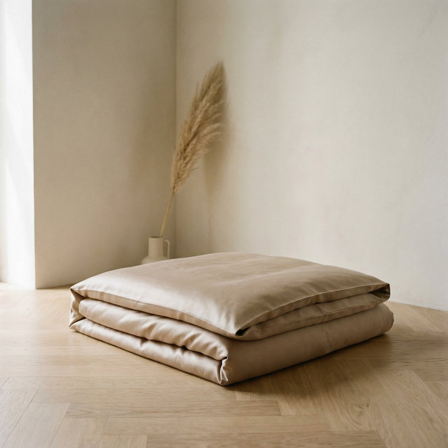 Mauve Satin Duvet Cover with Zipper Closure-Duvet Cover-Bellascena-bellascena