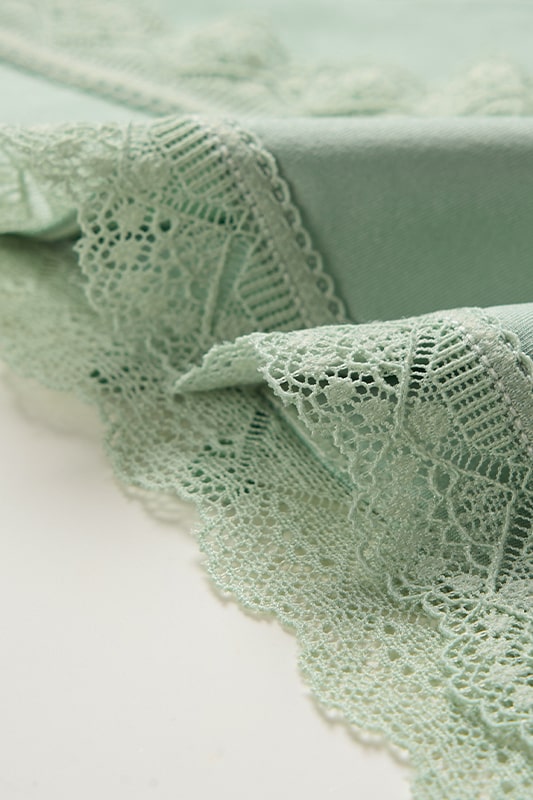 Mint Green Mesh Panties with Lace Edges and Bow-Lingerie Set-Bellascena-bellascena
