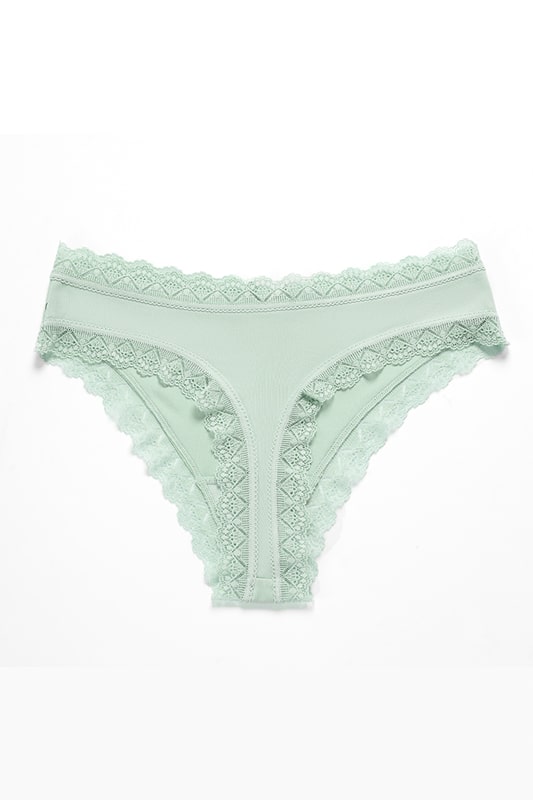 Mint Green Mesh Panties with Lace Edges and Bow-Lingerie Set-Bellascena-bellascena
