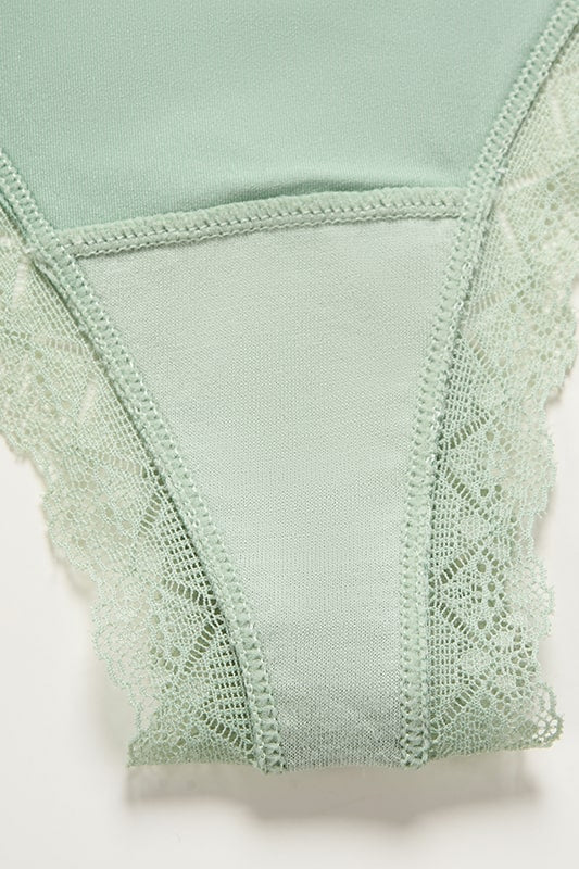 Mint Green Mesh Panties with Lace Edges and Bow-Lingerie Set-Bellascena-bellascena