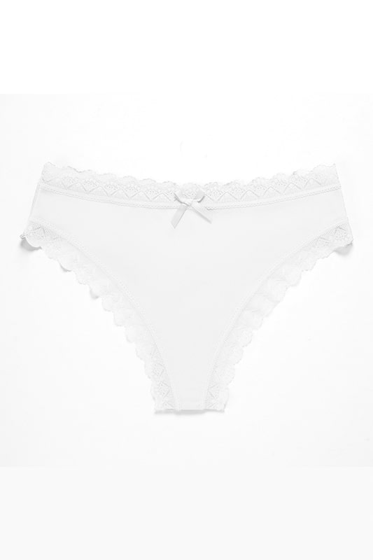 Mint Green Mesh Panties with Lace Edges and Bow-Lingerie Set-Bellascena-White-S-bellascena