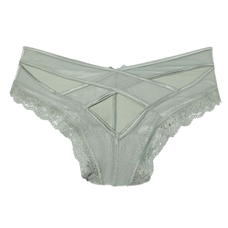 Navy Blue Mesh Lingerie Set with Lace Trim-Panty-Bellascena-Green-S/M-bellascena