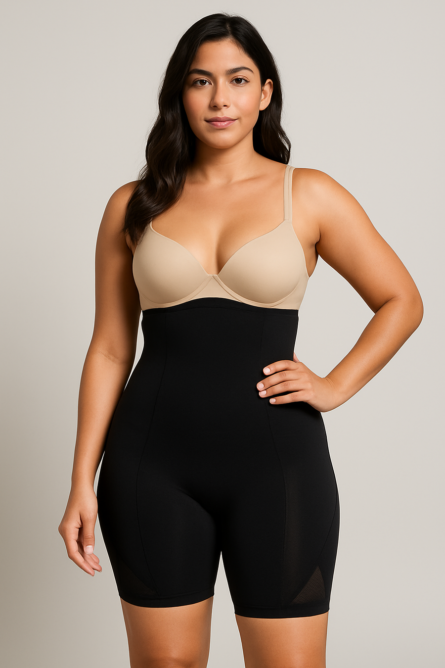 Nude Stretch Fabric Shapewear with Adjustable Straps-Shapewear-Bellascena-Black-S-bellascena
