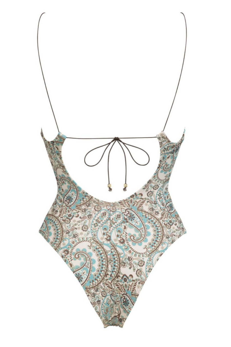 Paisley Print Synthetic One-Piece Swimsuit with Cutout Detailing-One-Piece Swimsuit-Bellascena-bellascena