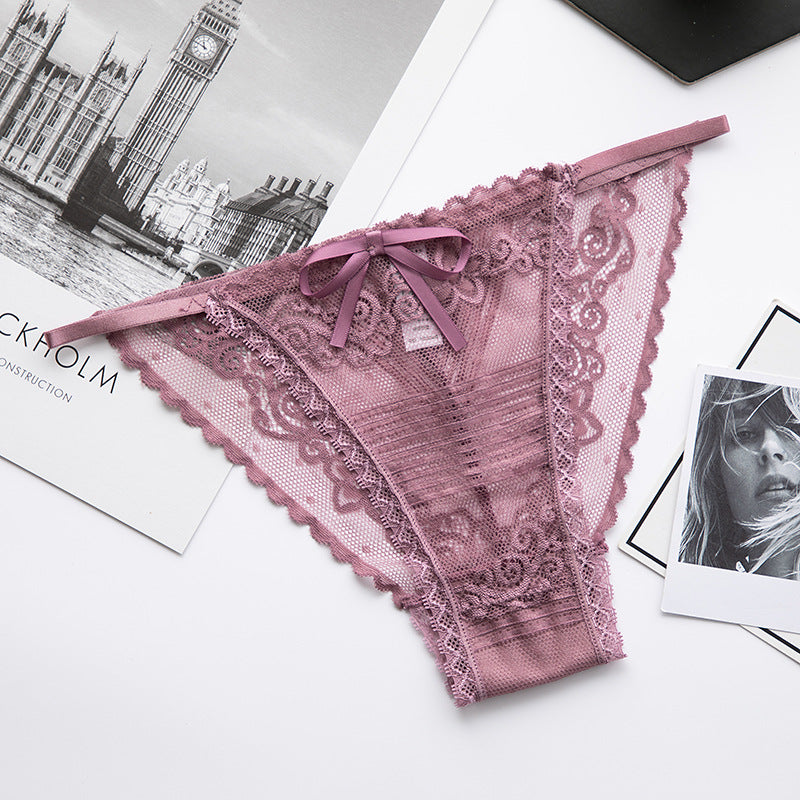 Peach Lace Panty with Strappy Sheer Details-Panty-Bellascena-Pink-S/M-bellascena