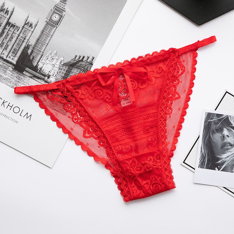 Peach Lace Panty with Strappy Sheer Details-Panty-Bellascena-Red-S/M-bellascena