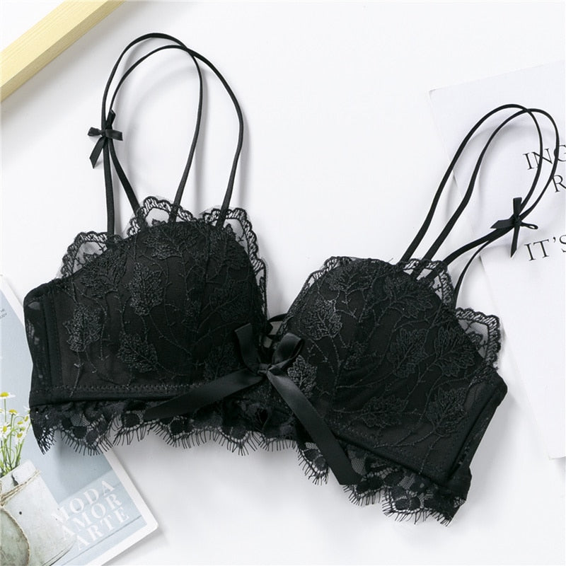 Push-Up Tan Lace Push-Up Bra with Scalloped Edges-Bra-Bellascena-Black-70A-bellascena