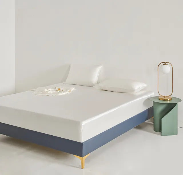 Rose Pink Satin Fitted Sheet with Smooth Finish-Bed Sheet-Bellascena-Ivory-90x200cm-bellascena
