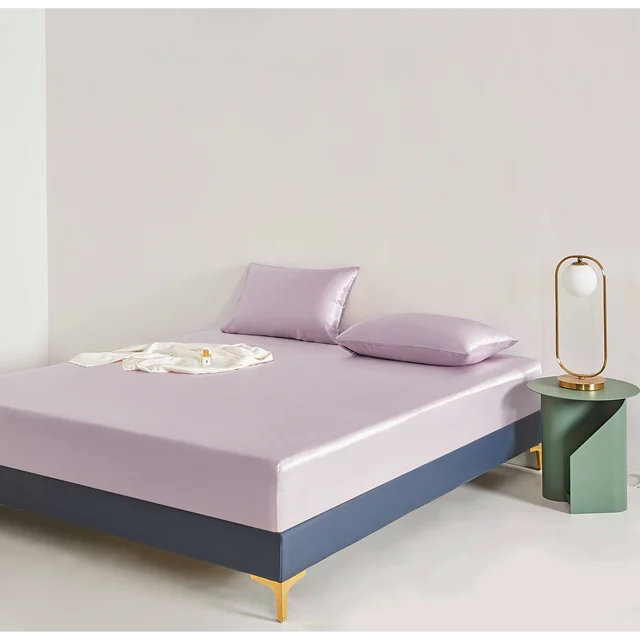 Rose Pink Satin Fitted Sheet with Smooth Finish-Bed Sheet-Bellascena-Lavender-90x200cm-bellascena