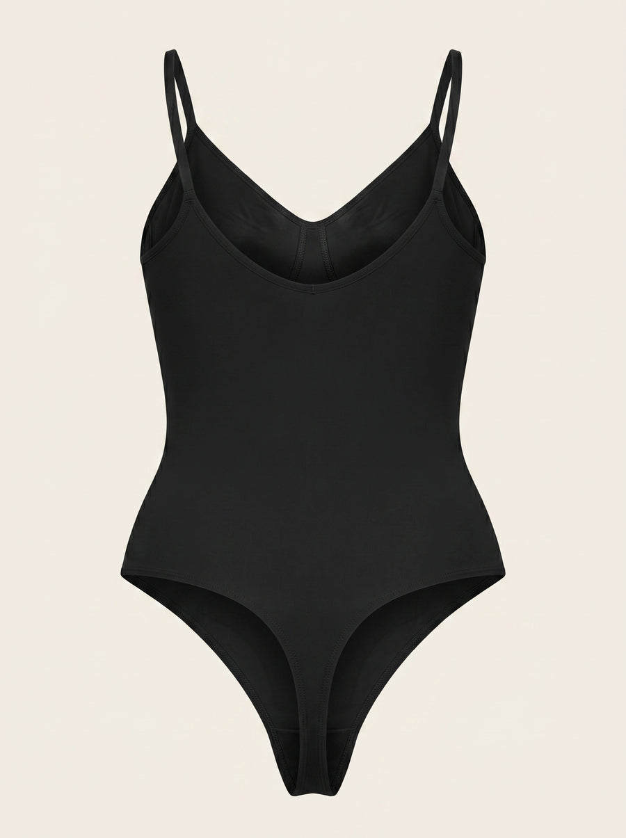 Seamless Black Matte Bodysuit with Straps-Bodysuit-Bellascena-Black-S-bellascena