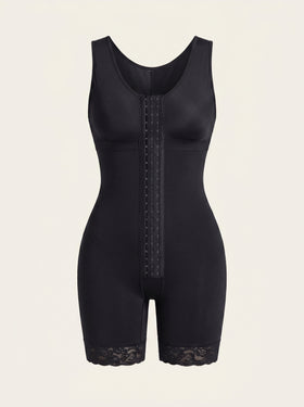 Seamless Black Nylon Shapewear Bodysuit with Lace Trim-Shapewear-Bellascena-Black-S-bellascena