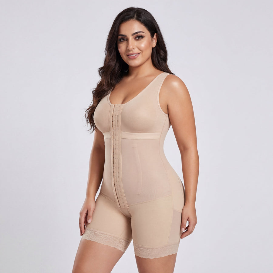 Seamless Black Nylon Shapewear with Built-in Bra-Shapewear-Bellascena-bellascena