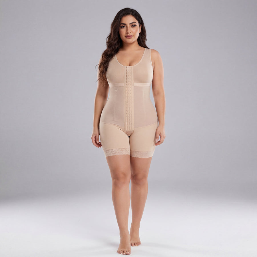 Seamless Black Nylon Shapewear with Built-in Bra-Shapewear-Bellascena-bellascena