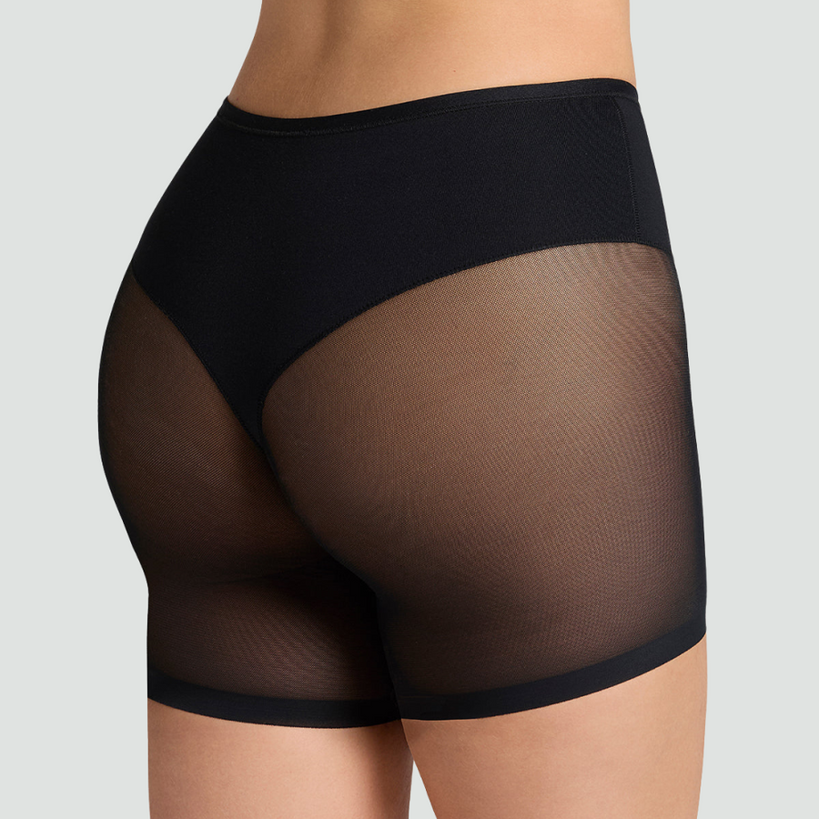 Seamless Brown Mesh Shapewear with Sheer Design-Shapewear-Bellascena-Black-S-bellascena