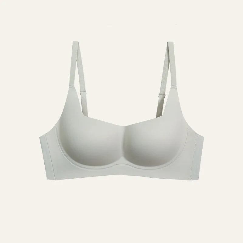 Seamless Wireless Push-Up Tan Microfiber Bra with Adjustable Straps-Bra-Bellascena-Gray-S-bellascena