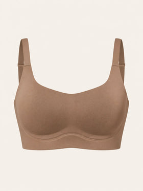 Seamless Wireless Push-Up Tan Microfiber Bra with Adjustable Straps-Bra-Bellascena-bellascena