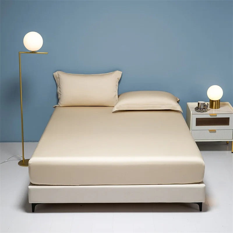 Slate Blue Satin Fitted Sheet with Glossy Sheen-Bed Sheet-Bellascena-10-90x190cm-bellascena