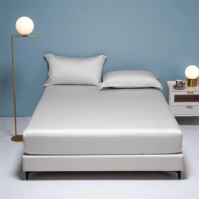 Slate Blue Satin Fitted Sheet with Glossy Sheen-Bed Sheet-Bellascena-11-90x190cm-bellascena