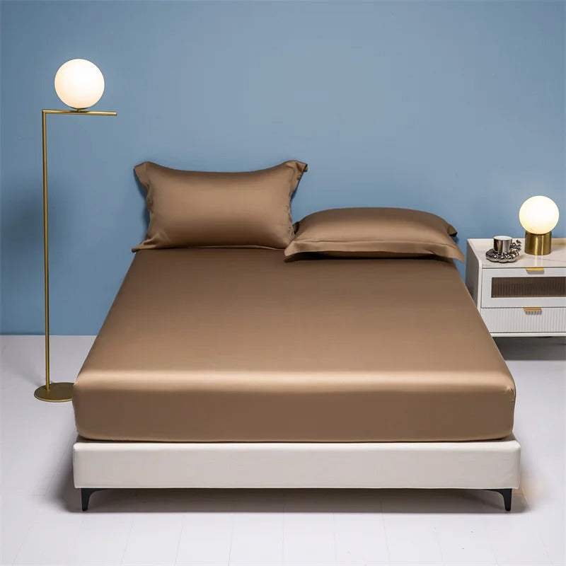 Slate Blue Satin Fitted Sheet with Glossy Sheen-Bed Sheet-Bellascena-12-90x190cm-bellascena