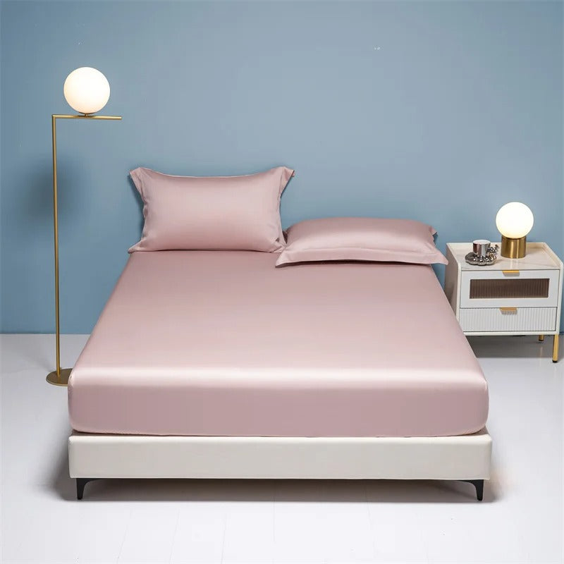 Slate Blue Satin Fitted Sheet with Glossy Sheen-Bed Sheet-Bellascena-bellascena