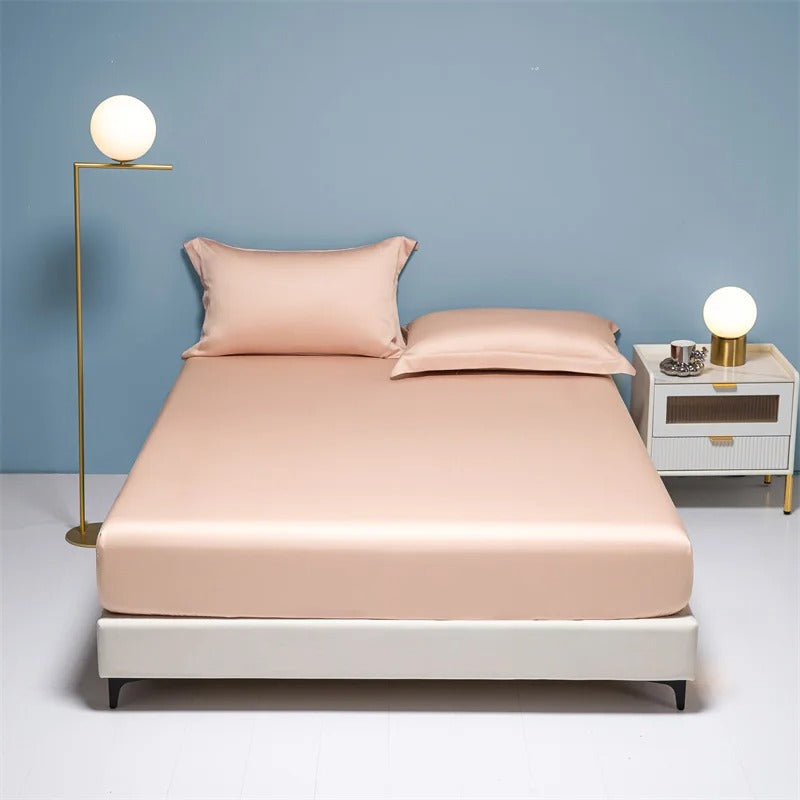Slate Blue Satin Fitted Sheet with Glossy Sheen-Bed Sheet-Bellascena-3-90x190cm-bellascena