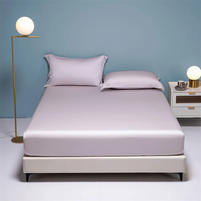 Slate Blue Satin Fitted Sheet with Glossy Sheen-Bed Sheet-Bellascena-4-90x190cm-bellascena