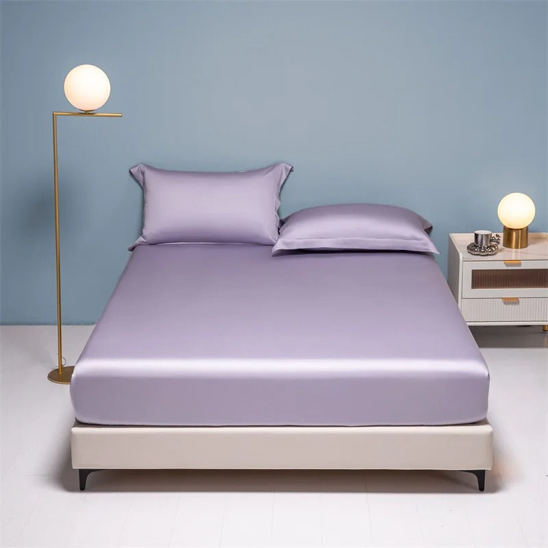 Slate Blue Satin Fitted Sheet with Glossy Sheen-Bed Sheet-Bellascena-6-90x190cm-bellascena