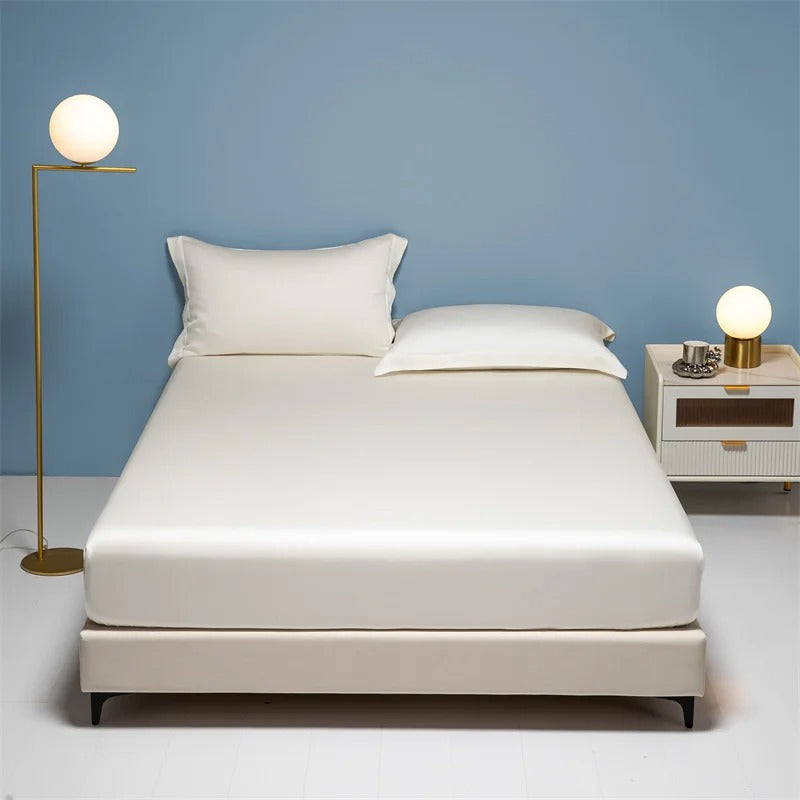 Slate Blue Satin Fitted Sheet with Glossy Sheen-Bed Sheet-Bellascena-7-90x190cm-bellascena
