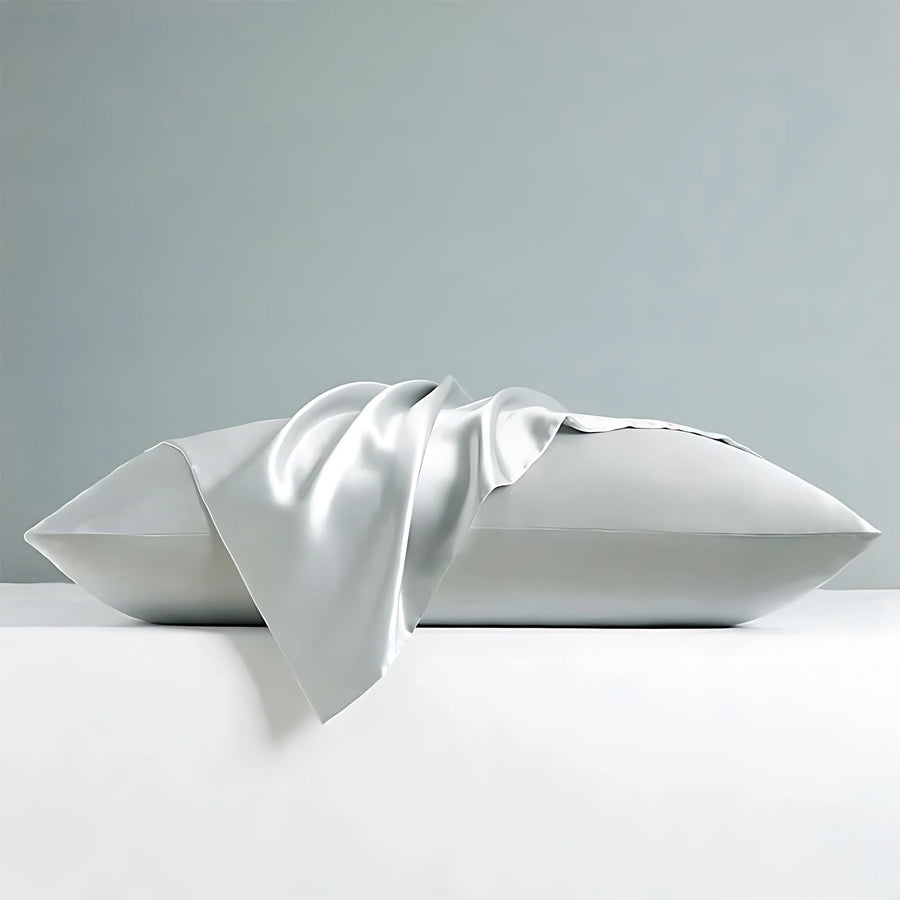 Soft Silver Satin Pillowcase with Smooth Texture-Pillowcase-Bellascena-bellascena
