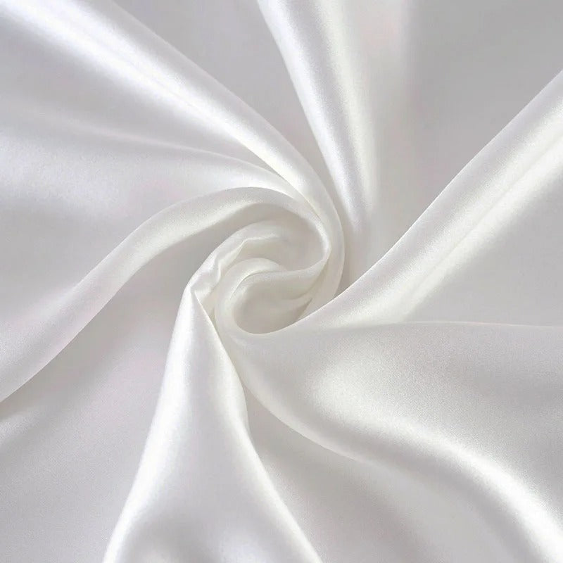 Soft Silver Satin Pillowcase with Smooth Texture-Pillowcase-Bellascena-White-50x70 cm-bellascena