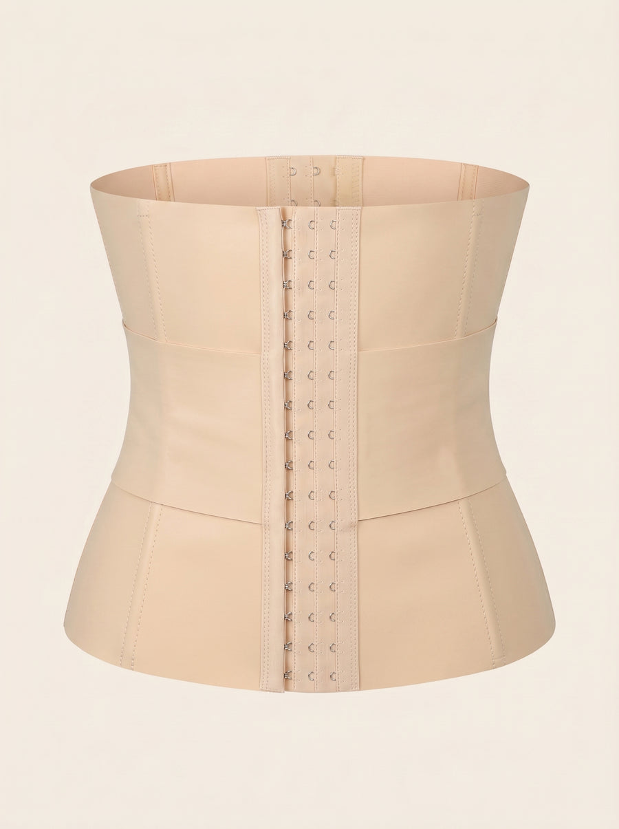 Solid Beige Satin Corset with Strappy Sheer Details-Corset-Bellascena-bellascena