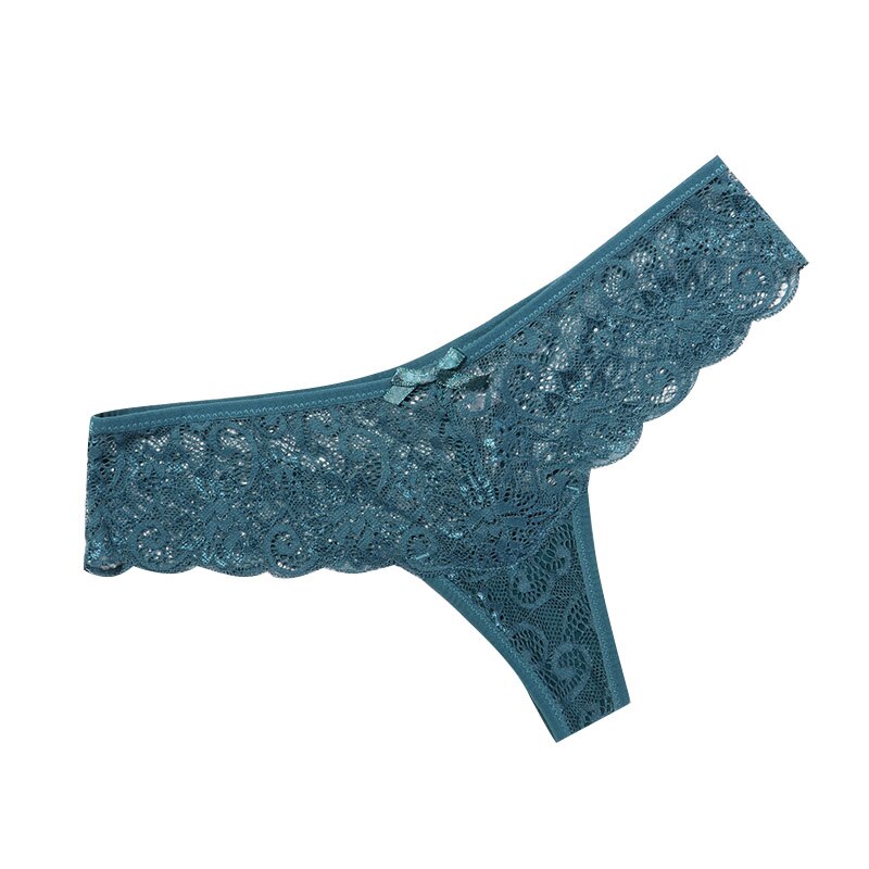 Solid Black Lace Panty with Bow Detail-Panty-Bellascena-Green-S-bellascena