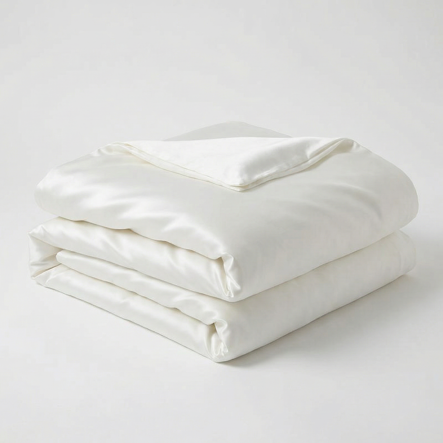 Solid Black Satin Duvet Cover with Glossy Finish-Duvet Cover-Bellascena-White-150x200cm-bellascena