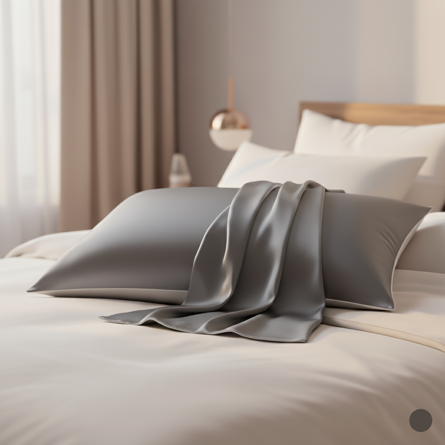Solid Gray Satin Pillowcase with Luxury Touch-Pillowcase-Bellascena-bellascena